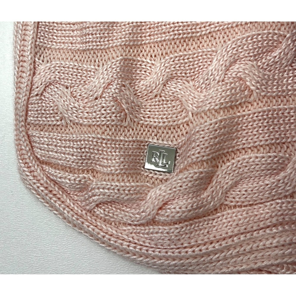 Ralph Lauren LRL Sweater‎ Womens XL Light Pink Cowl Neck Cable Knit Old Money - Picture 4 of 10